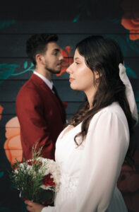 Couple at Bournaby Mountain side portrait