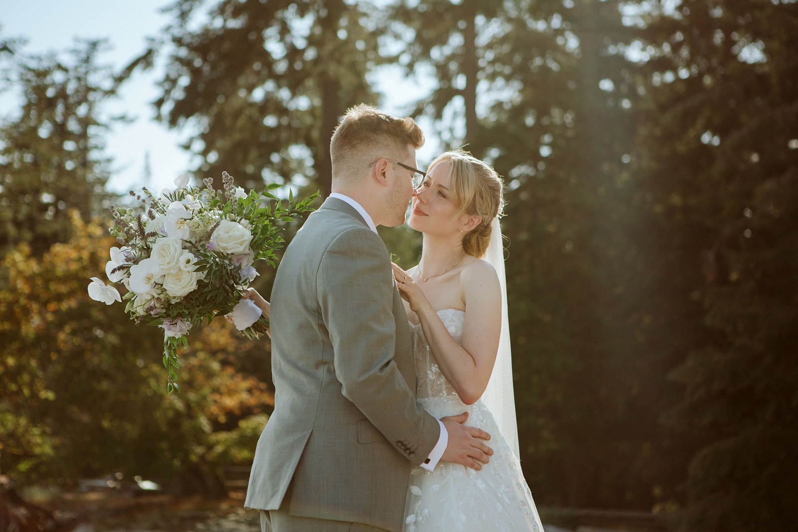Intimate couple on Newcastle Island in Nanimo BC